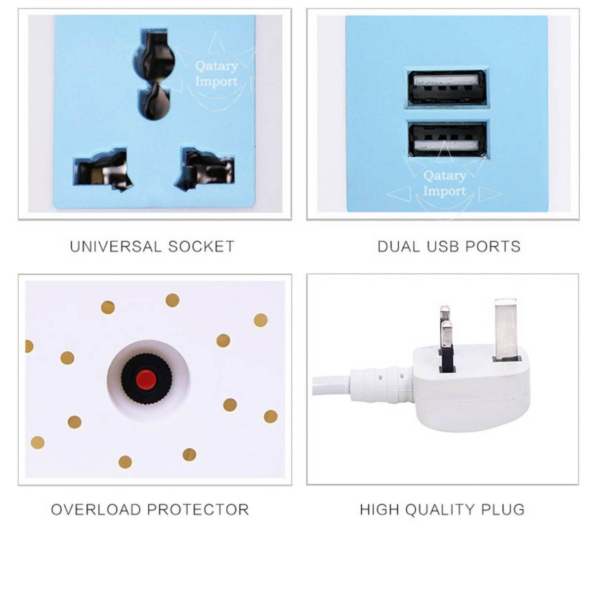 OEM - Torre Enchufe, Extesion Multiple 4 Pisos + Puertos USB 2A