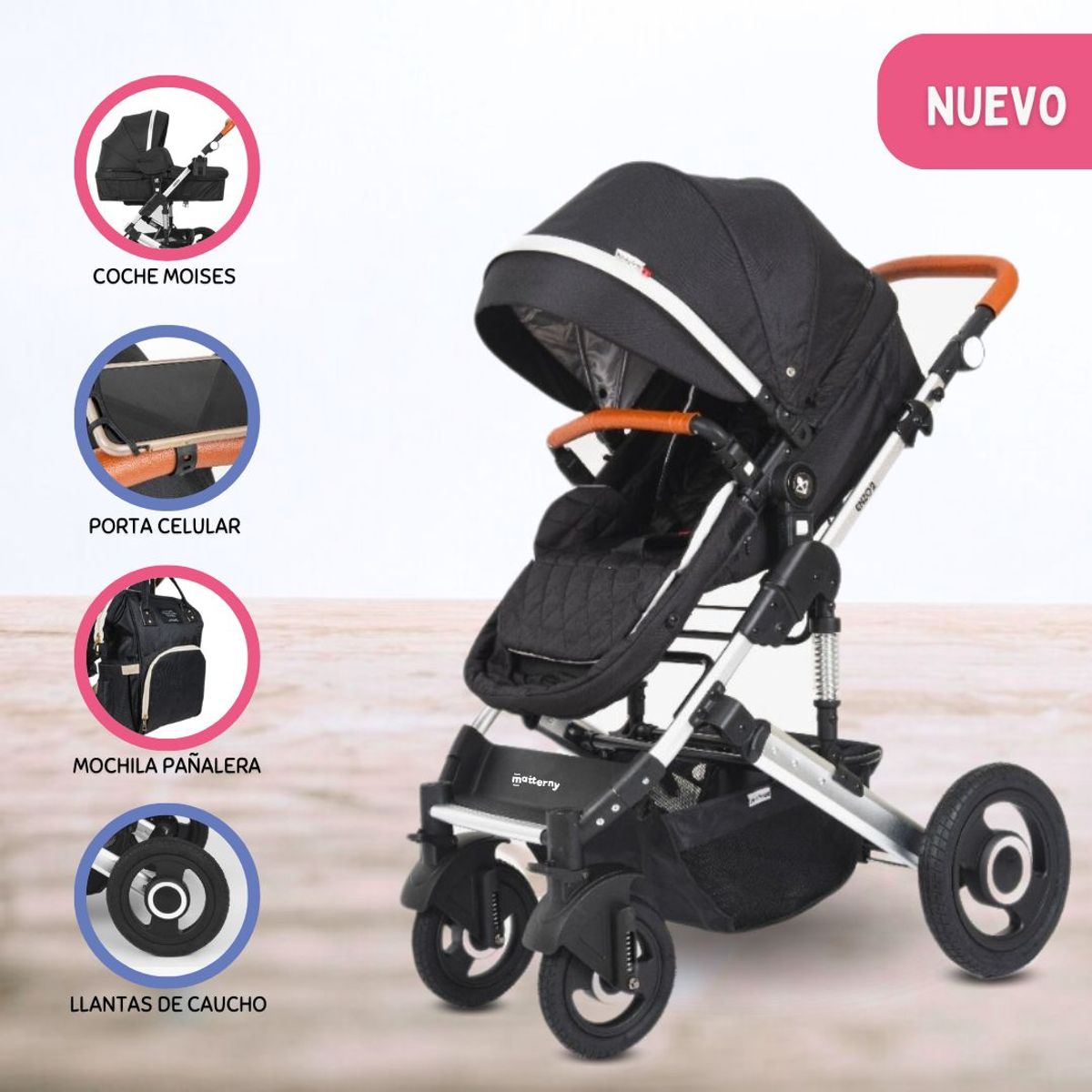 BABY CAM - Coche Cuna Moises «ENZO II» Black