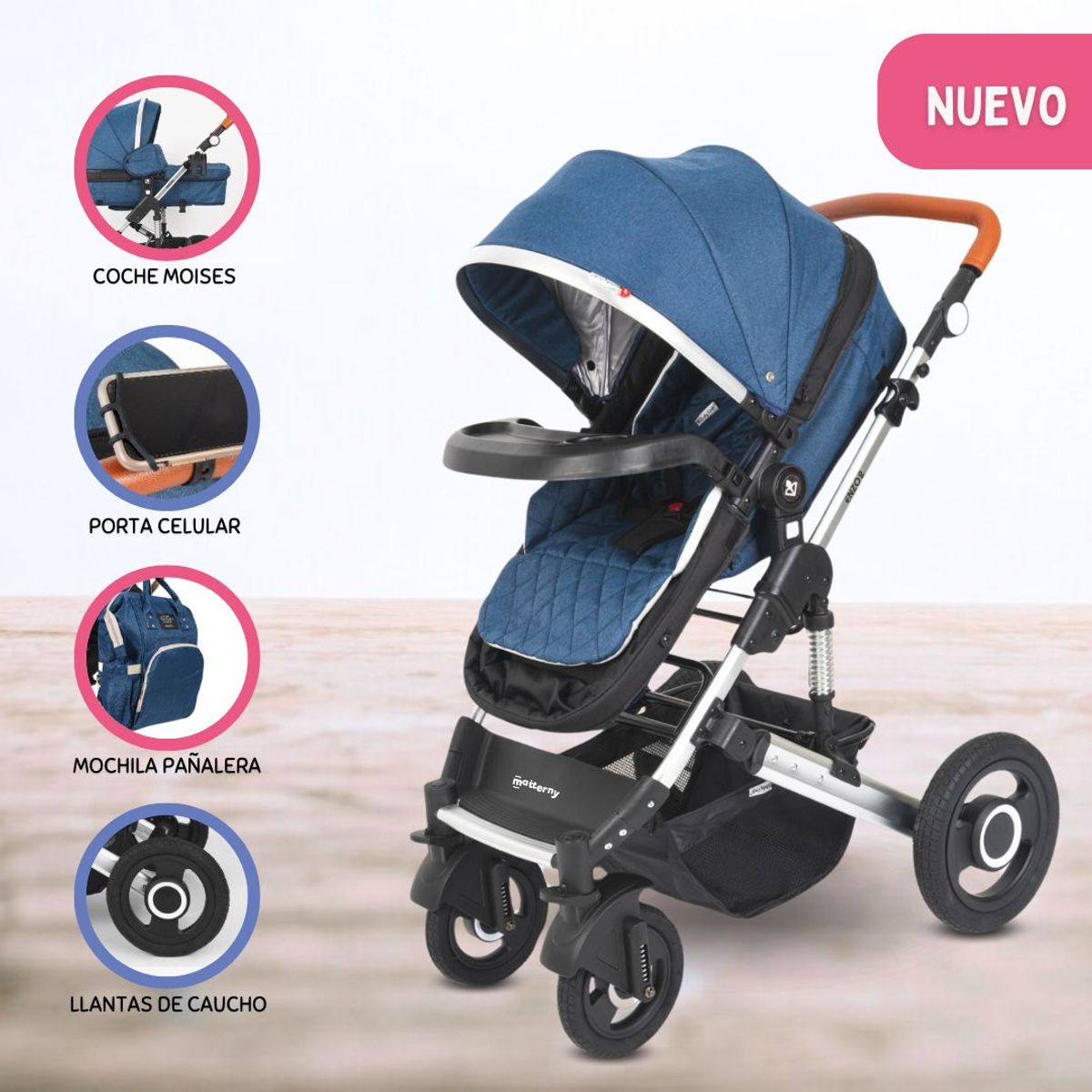 BABY CAM - Coche Cuna Moises «ENZO II» Blue