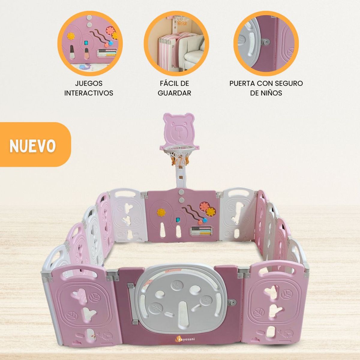 BABY HAPPY - Corral de Juegos Desarmable 14 PZAS «LITTLE TREE» Pink