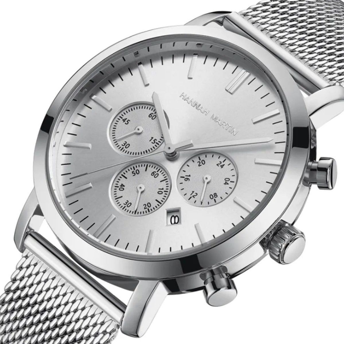 HANNAH MARTIN - Reloj Hannah Martin Malla Plateado HAN-21_.