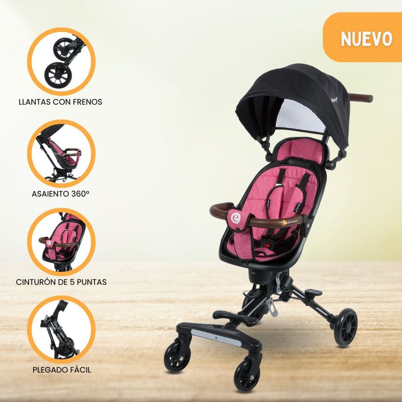 EBABY - Coche Plegable Giratorio 360º «EASY TRAVEL» Pink
