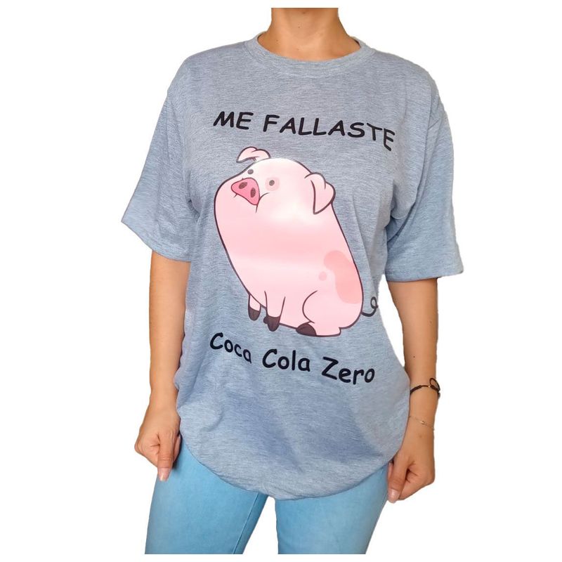 GENERICO - Polo Mujer Manga Corta Cerdito - Nathalie Love It - Gris