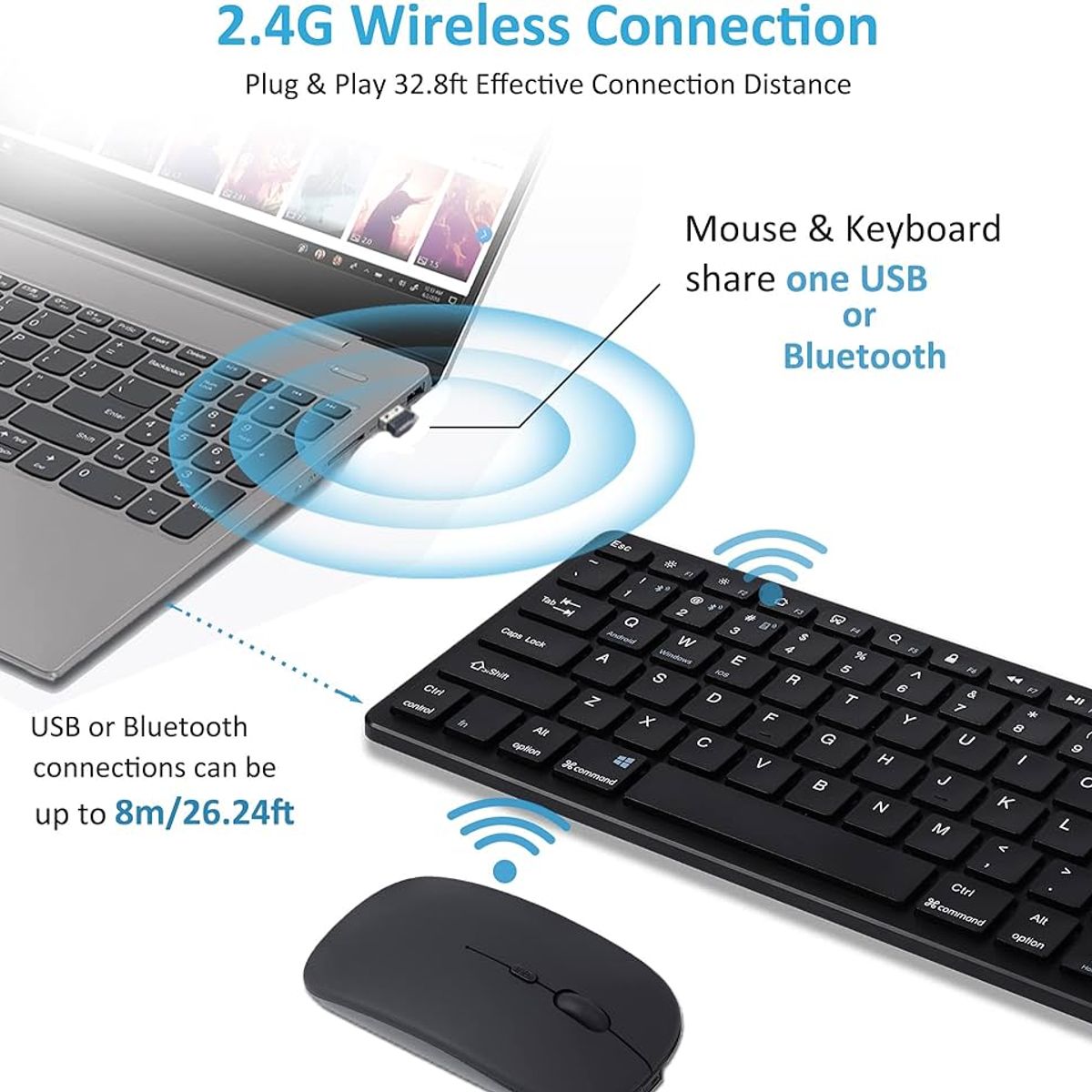 GENERICO - Wireless Teclado  Mouse Ultra thin Fashion con Protector de Silicona