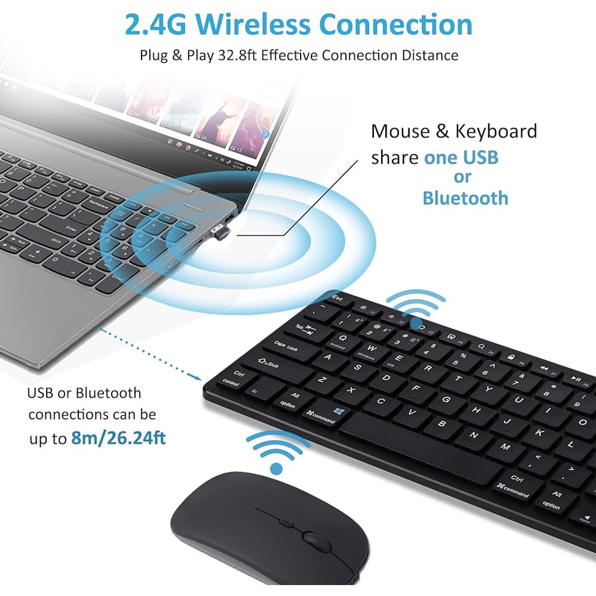 GENERICO - Wireless Teclado  Mouse Ultra thin Fashion con Protector de Silicona