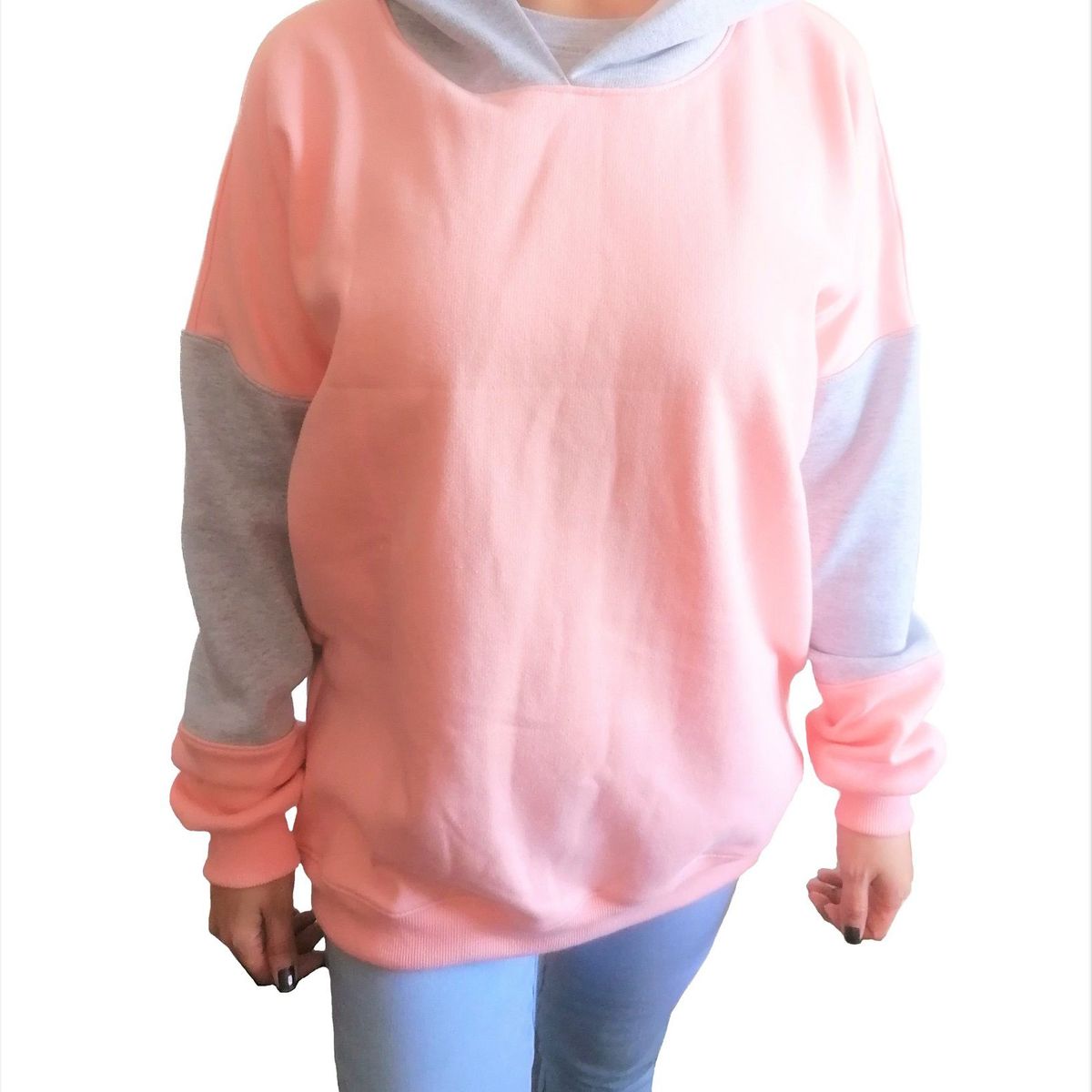 GENERICO - Polera Mujer Diseño Urbano con Capucha - Nathalie Love It - Melón