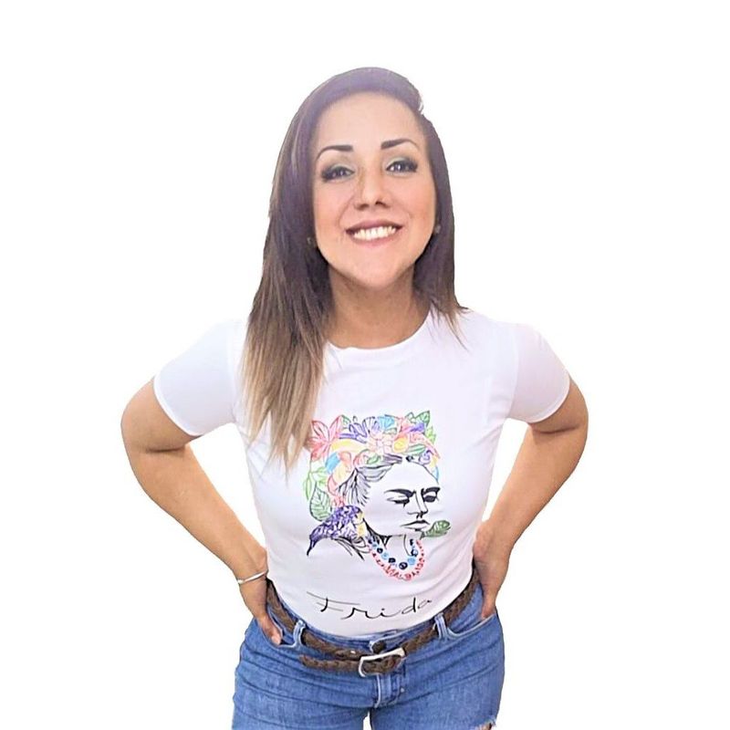 GENERICO - Polo Mujer Manga Corta Frida Kahlo Dulce - Blanco