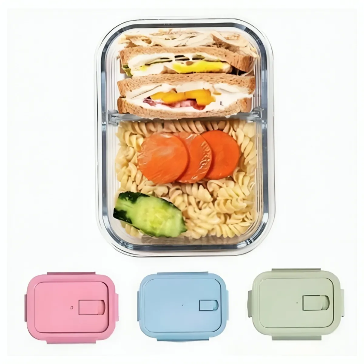 GENERICO - Táper Hermético De Vidrio Con División 1L