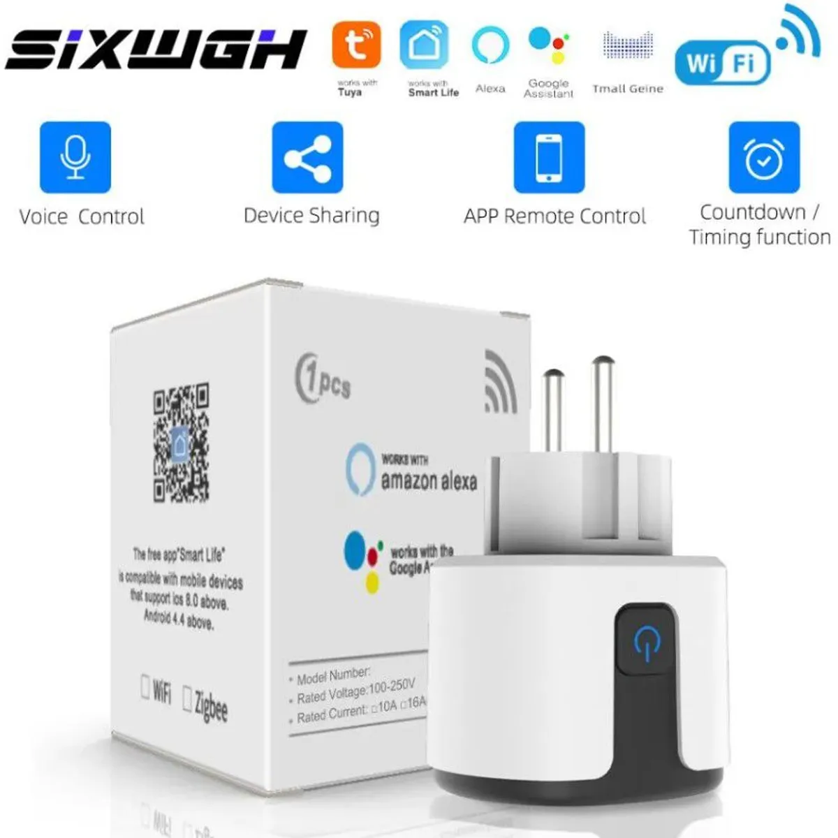GENERICO - Enchufe inteligente Homekit WiFi 16A con temporizador - Color Negro