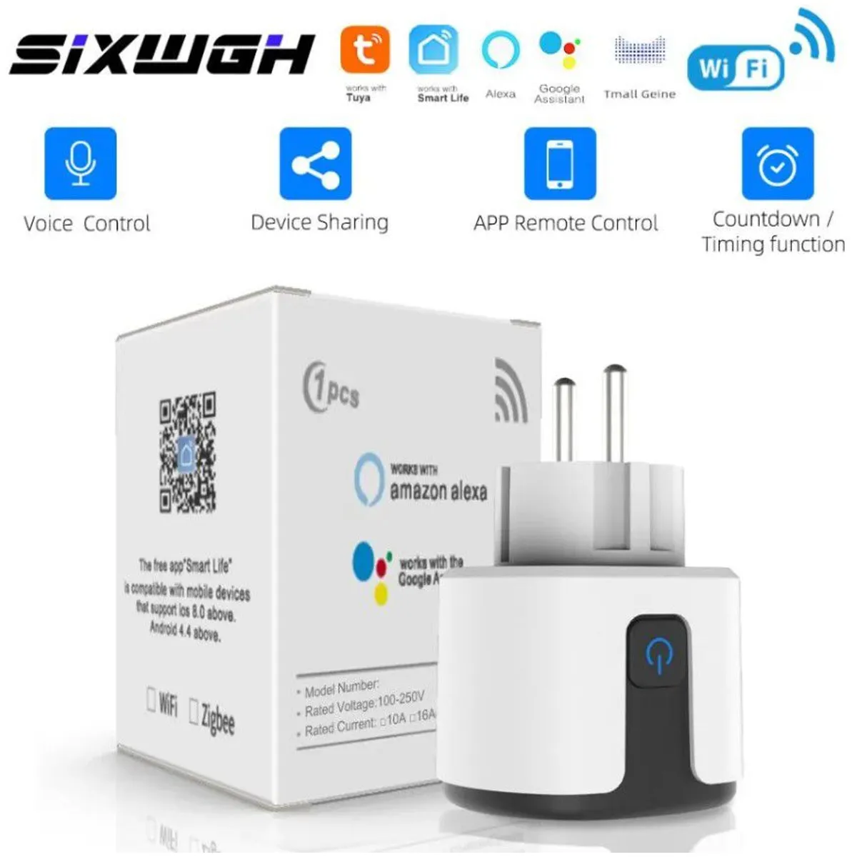 GENERICO - Enchufe inteligente Homekit WiFi 16A con temporizador - Color Negro