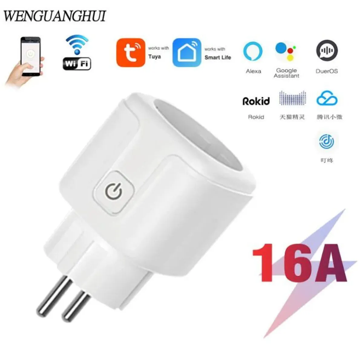 GENERICO - Enchufe inteligente Homekit WiFi 16A con temporizador - Color Negro