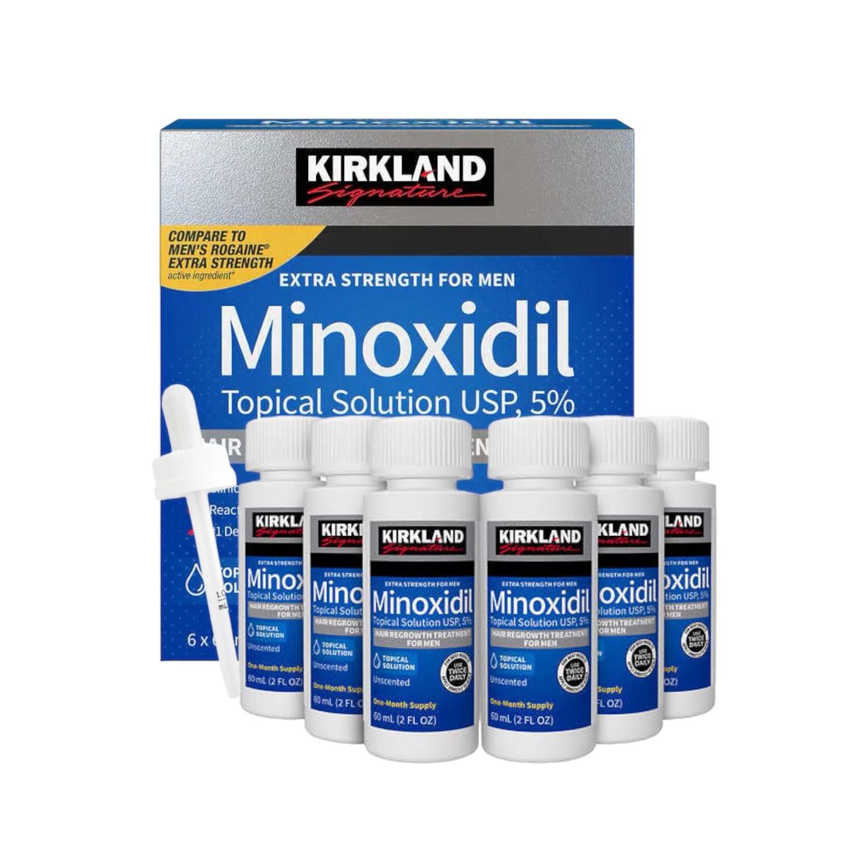 KIRKLAND - Minoxidil liquido Kirkland 6 Frascos - Barba - Cabello y Cejas