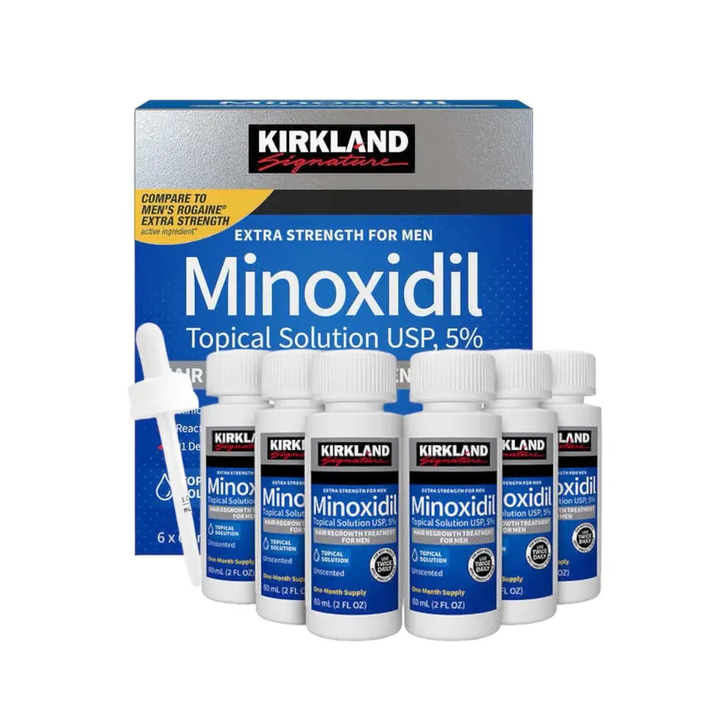 KIRKLAND - Minoxidil liquido Kirkland 6 Frascos - Barba - Cabello y Cejas