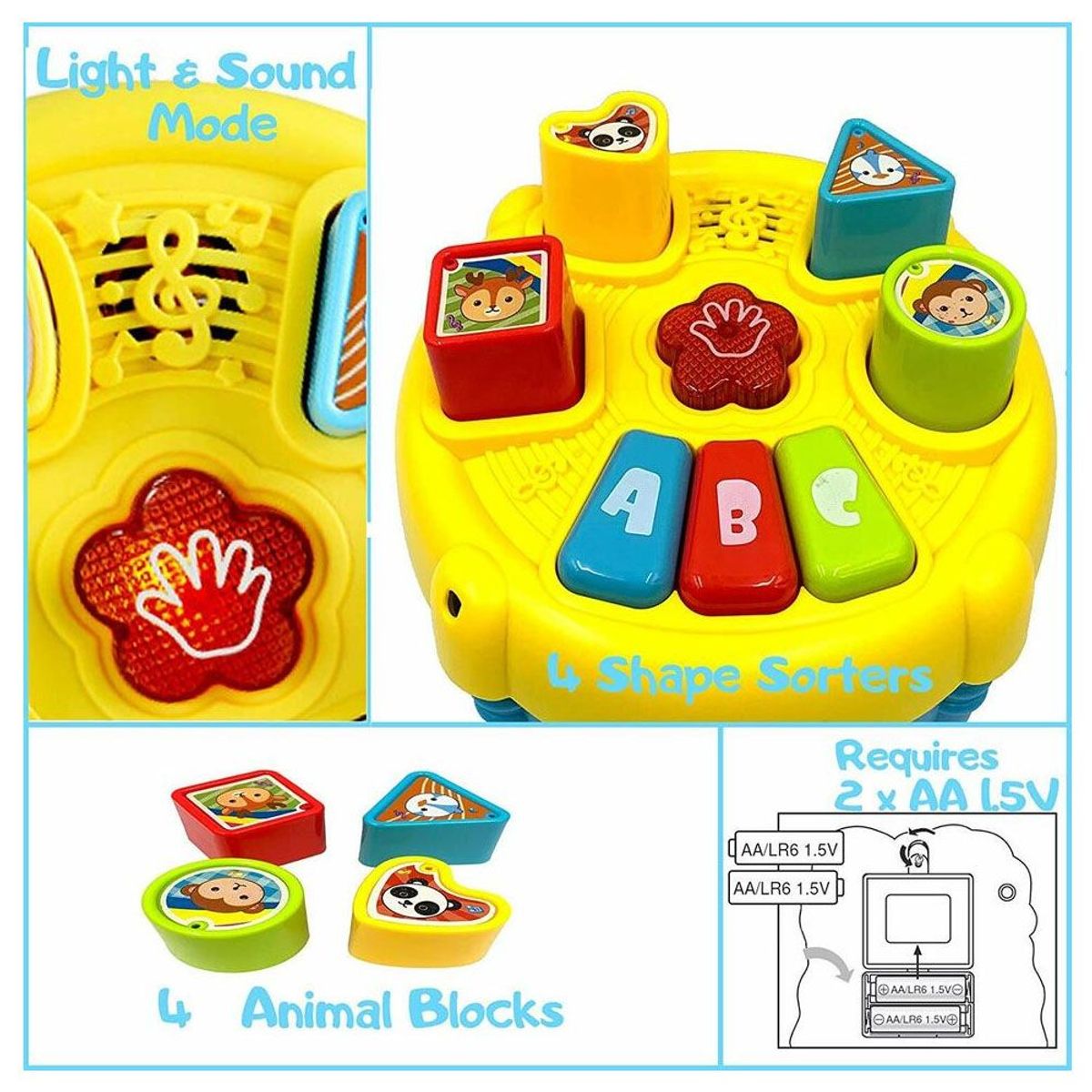 BENICE - Tambor Musical para Didáctico con Figuras para Bebé