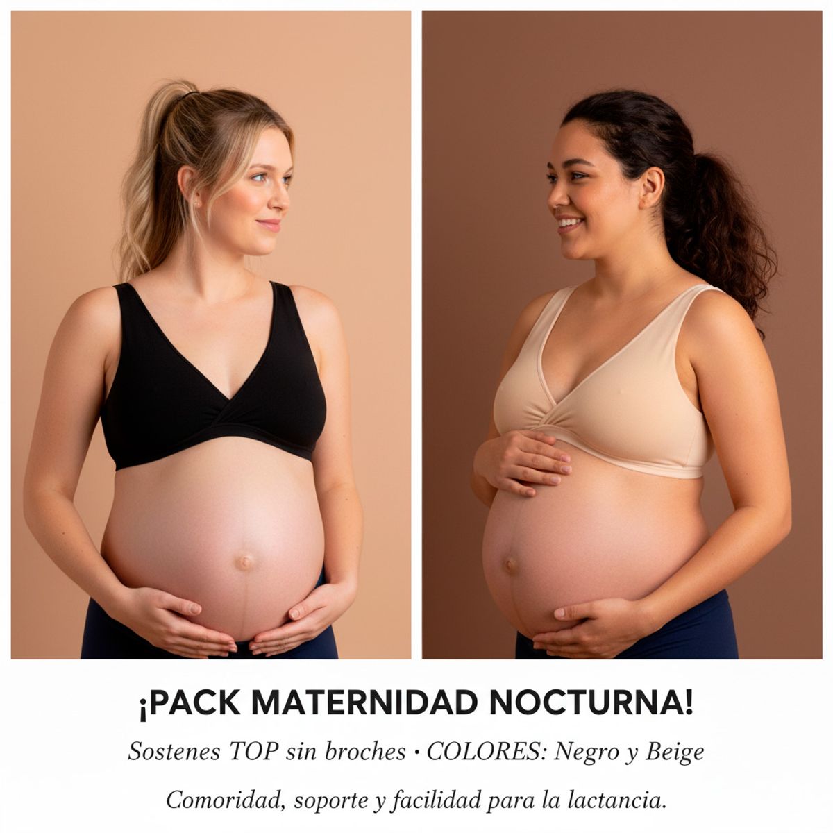 GENERICO - Pack Sosten Maternal Top, Nocturno, Algodon, Lactancia, 2 Unidades