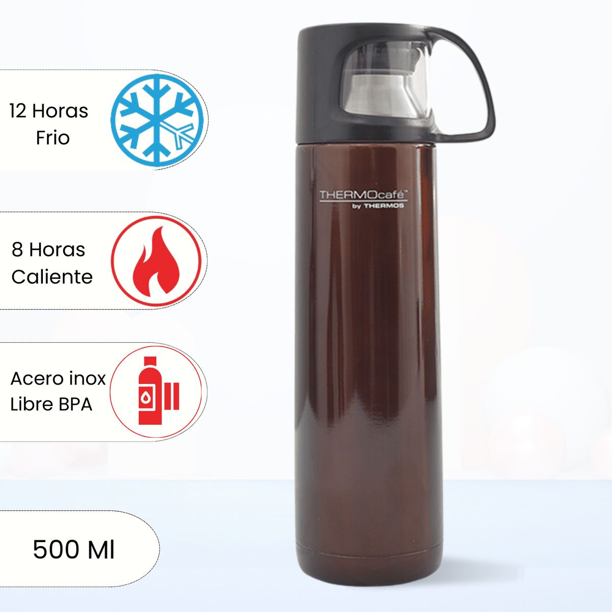 THERMOS - Termo de Bebida con Taza 500 Ml Café