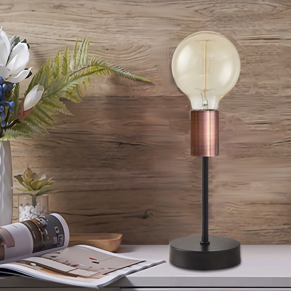 GENERICO - Lampara De Mesa Dallas Color Socket Cobre Rosa Baita