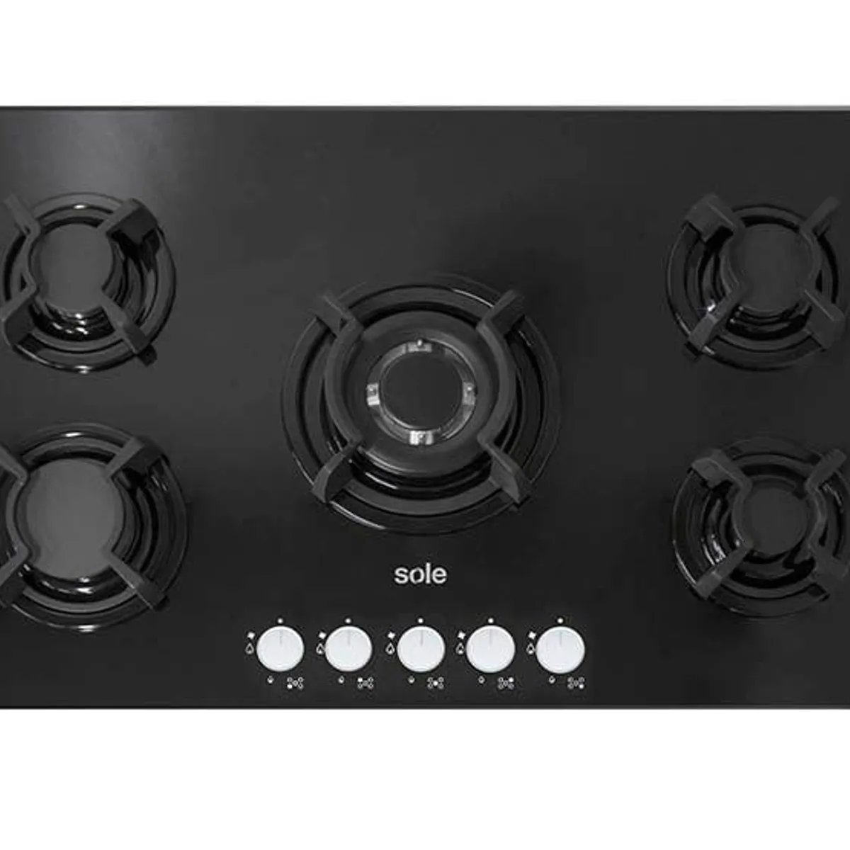 SOLE - Cocina Empotrable Sole a Gas 5 Hornillas SOLCO033 Negro.