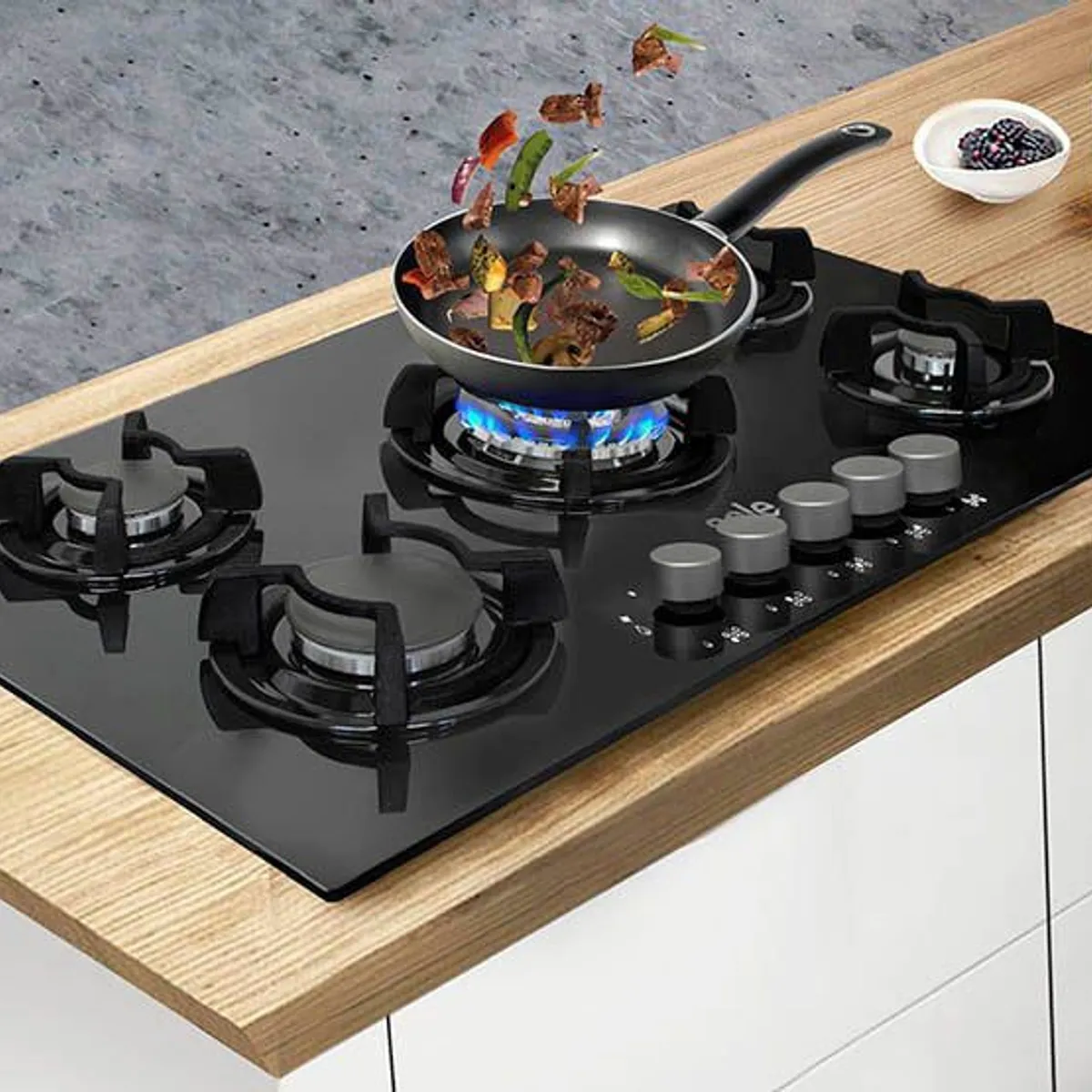 SOLE - Cocina Empotrable Sole a Gas 5 Hornillas SOLCO033 Negro.