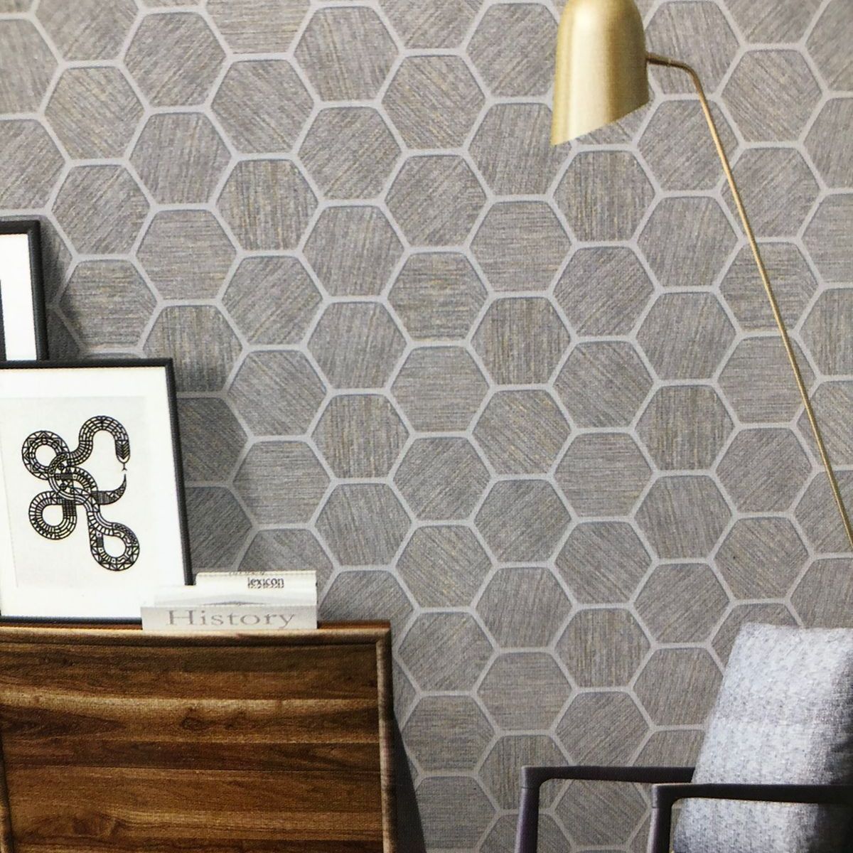 GENERICO - PAPEL TAPIZ HEXAGONO 0.53 X 10 M PARA PARED