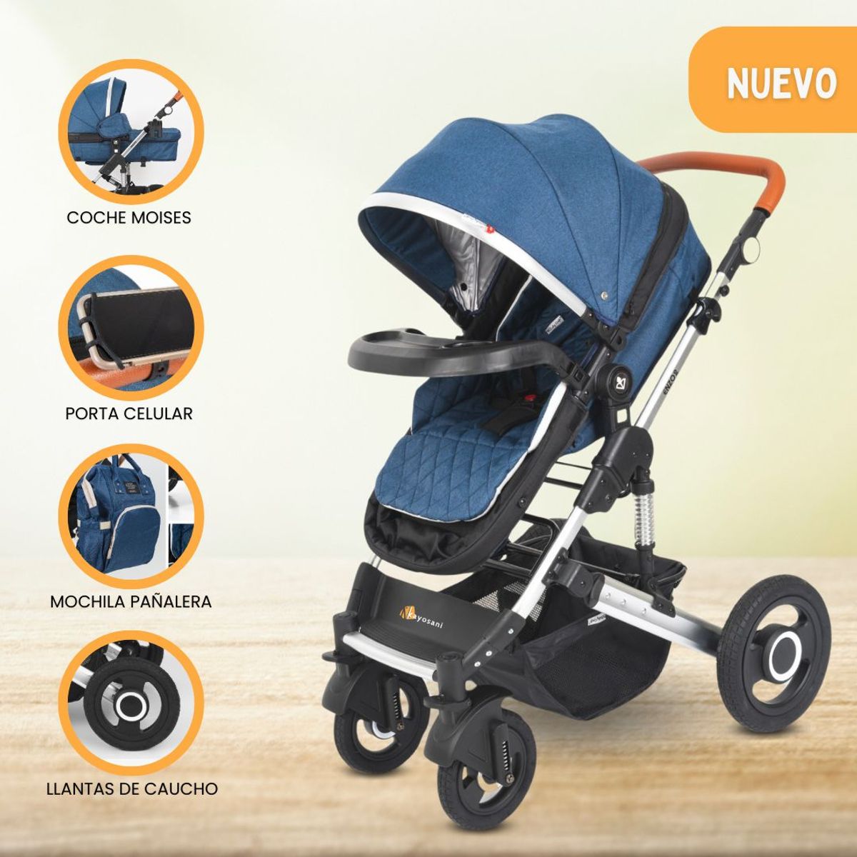 GENERICO - Coche Cuna Moises «ENZO II» Blue