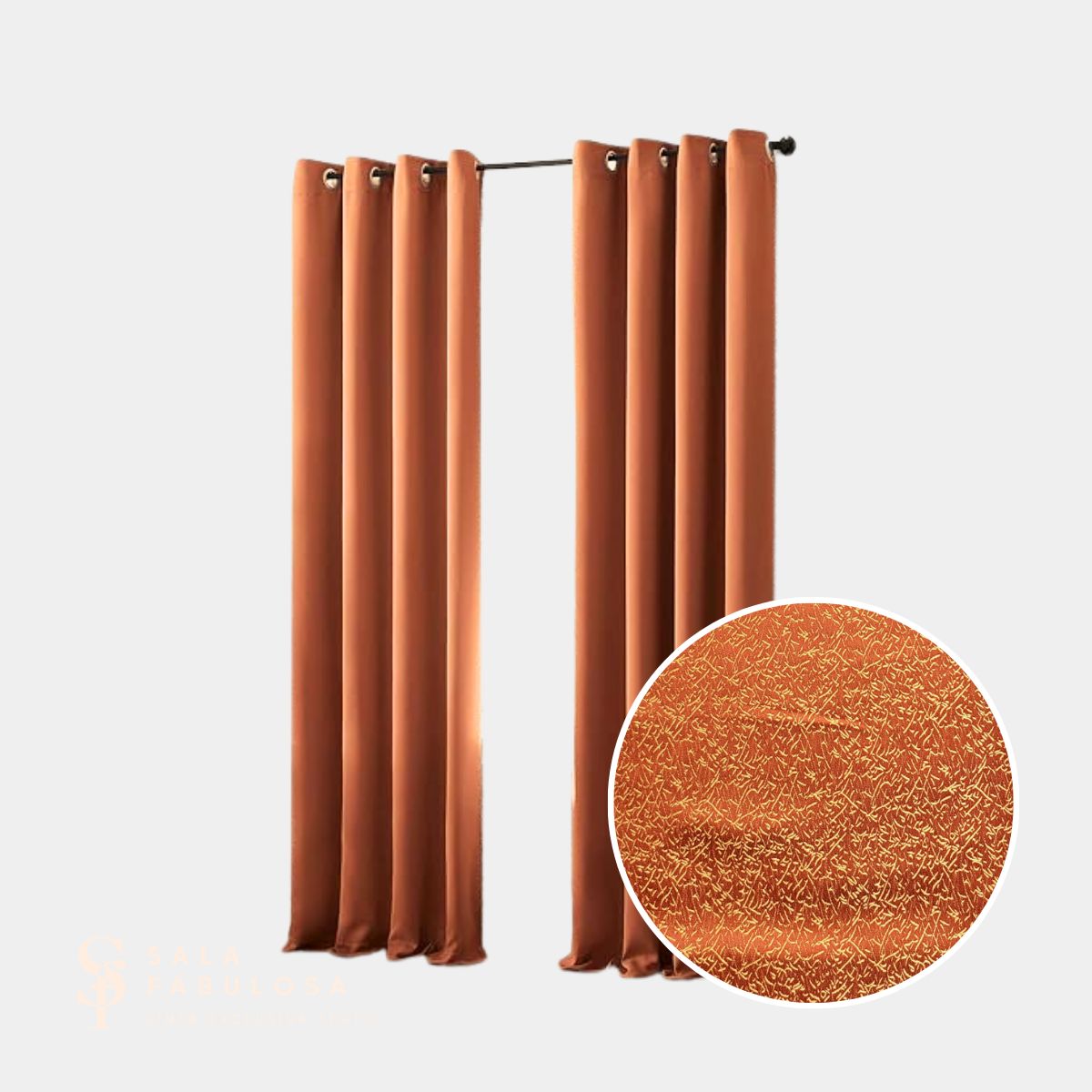 SALA FABULOSA - Cortina con aros jacquard 3mts ancho compartido x 2.30 alto LACRE