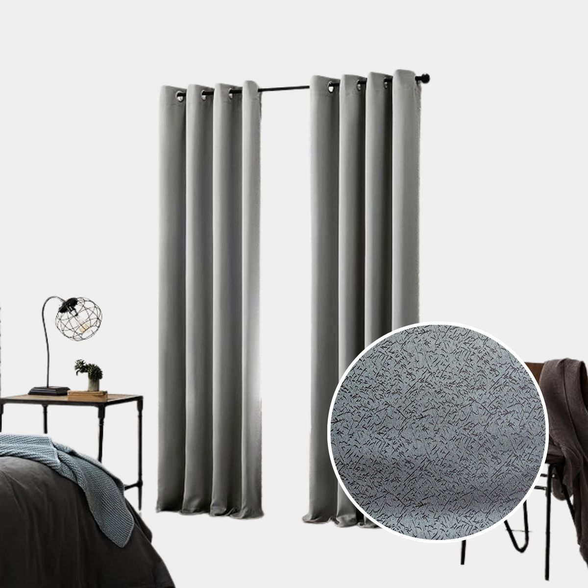 SALA FABULOSA - Cortina con aros jacquard 3mts ancho compartido x 2.30 alto PLOMO