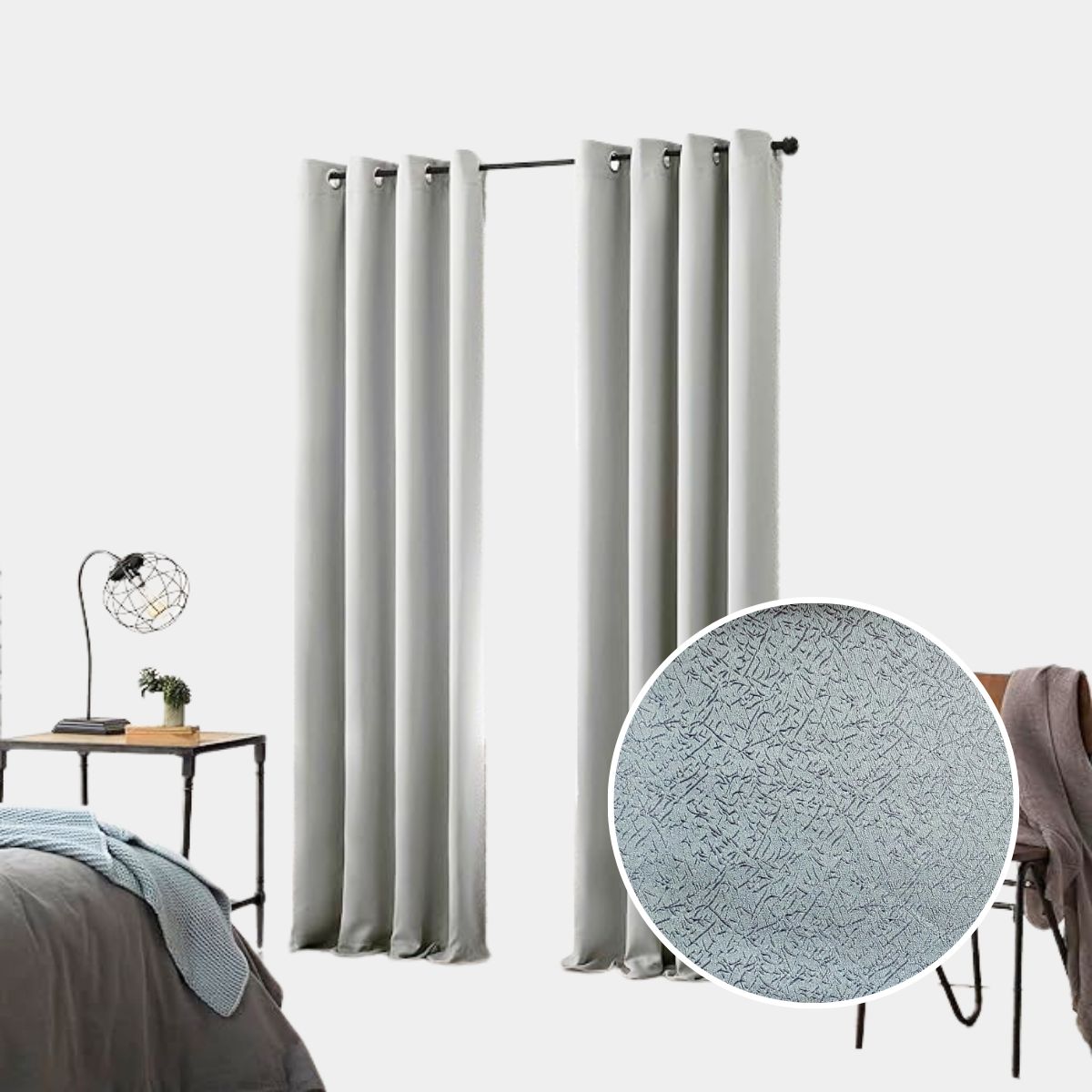 SALA FABULOSA - Cortina con aros jacquard 3mts ancho compartido x 2.30 alto GRIS