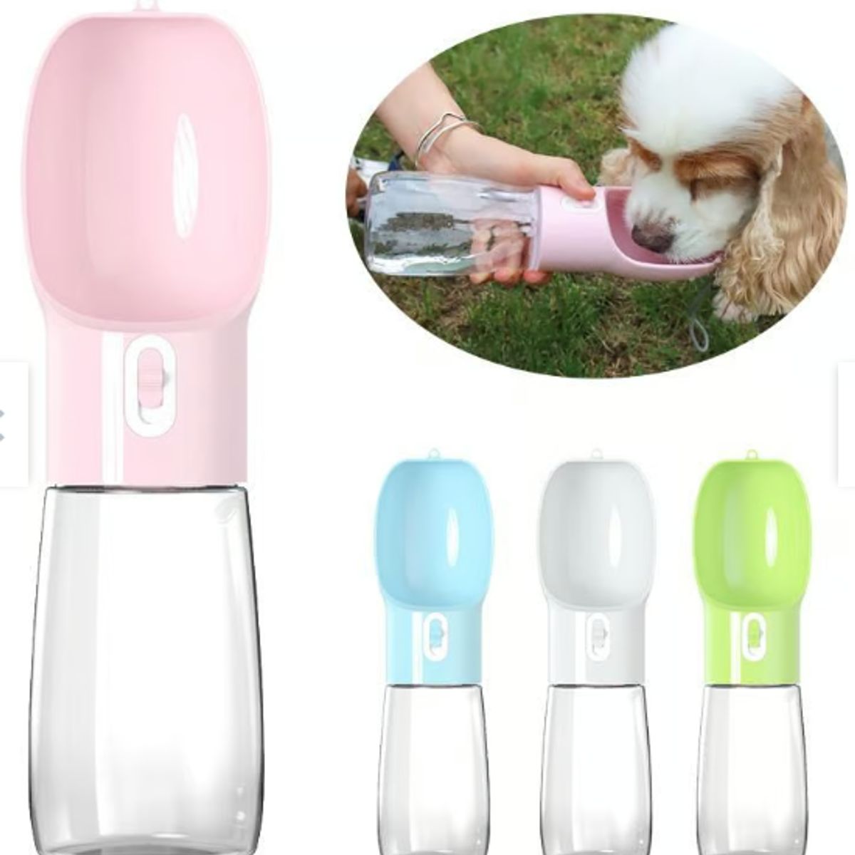 GENERICO - BEBEDERO PORTATIL PARA MASCOTA - ROSA 380ML