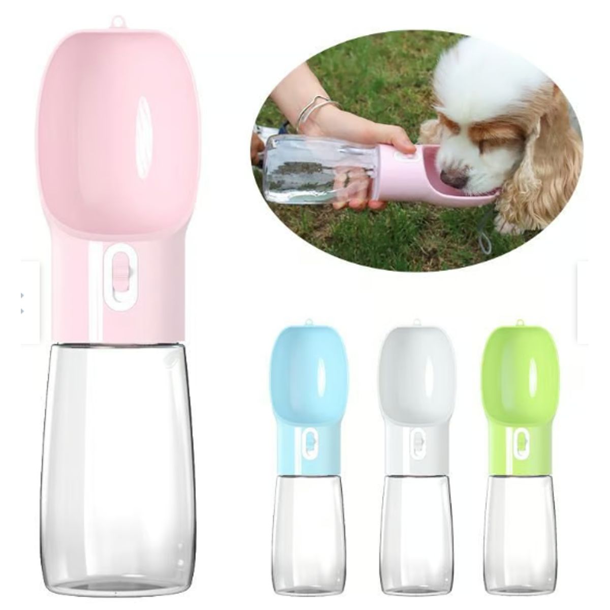 GENERICO - BEBEDERO PORTATIL PARA MASCOTA - ROSA 380ML