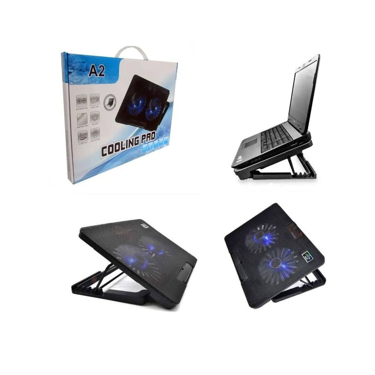 SEISA - Cooler Base Plegable para Laptop 2 Ventiladores