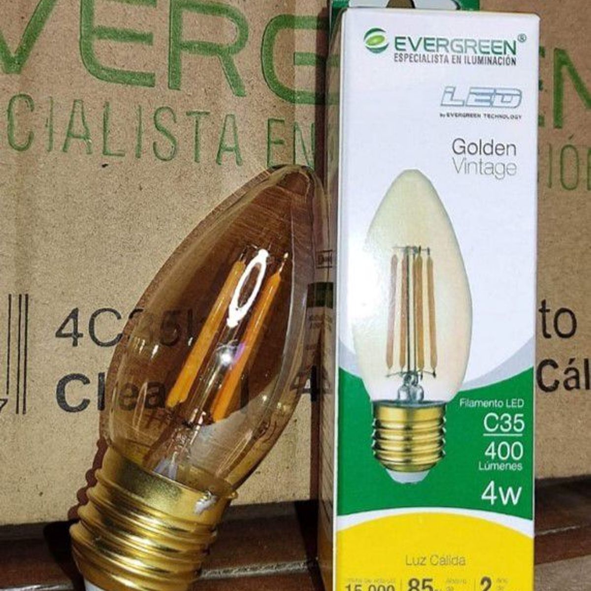 GENERICO - FOCO VELA VINTAGE CLEAR C35 4W LED - EVER GREEN