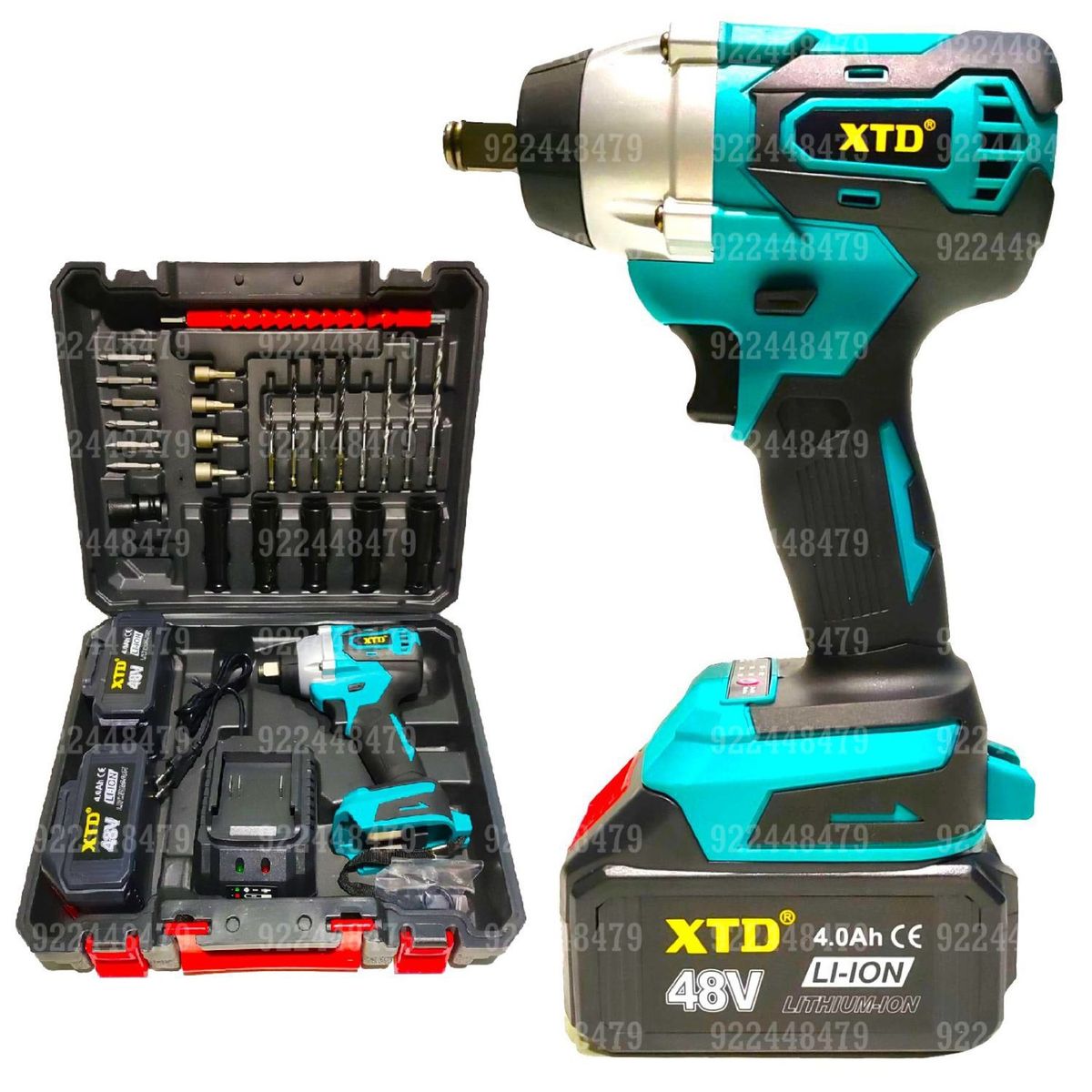 XTD - LLAVE DE IMPACTO CON ACCESORIOS 1/2 XTD 48V INDUSTRIAL 360 N.M