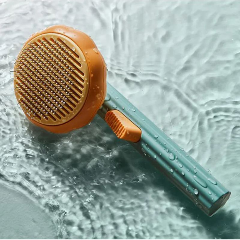 GENERICO - Peine Cepillo para perros y gatos con Expulsador de Pelos - Verde