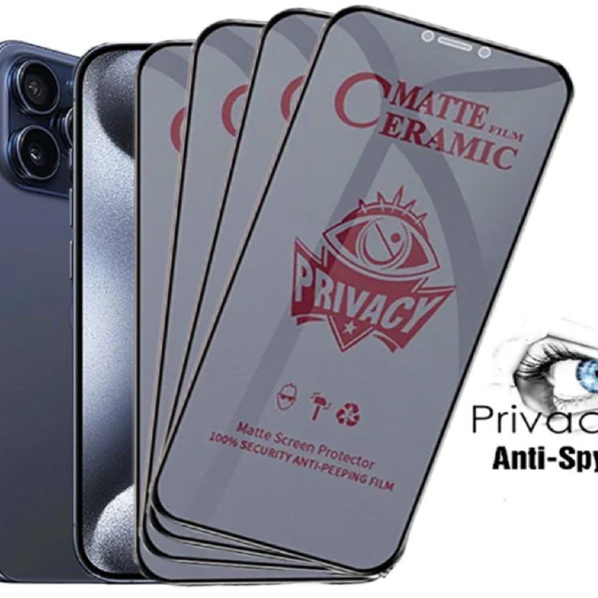 GENERICO - Protector de pantalla anti espía acabado mate para iphone 15 pro max