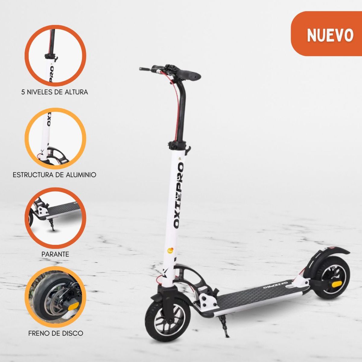 OXIEPRO - Scooter Grande de Aluminio «URPI» White