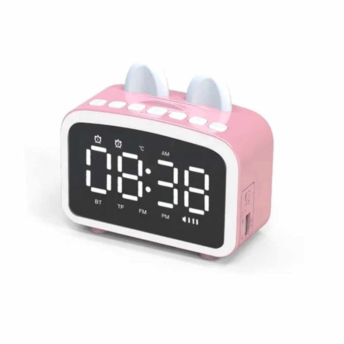 GENERICO - Reloj Radio Parlante Kawai Gatito Alarma Digital LED de Hogar Oficina