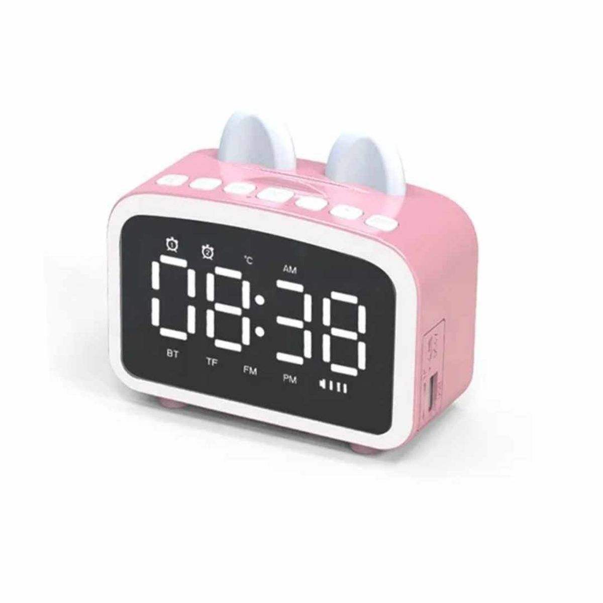 GENERICO - Reloj Radio Parlante Kawai Gatito Alarma Digital LED de Hogar Oficina