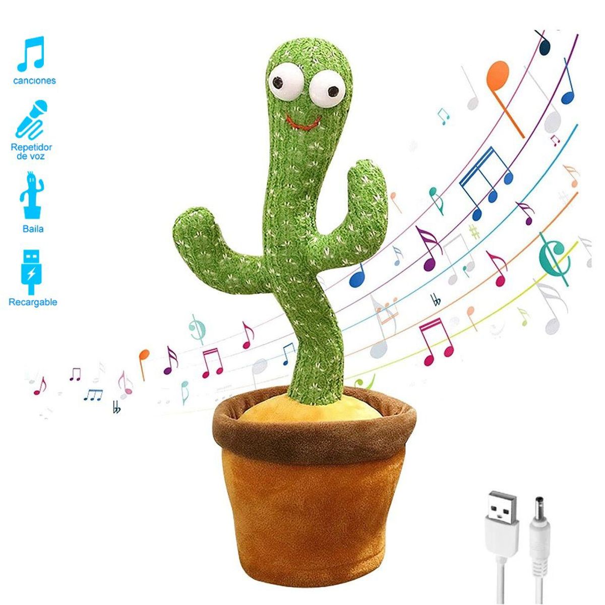 GENERICO - Cactus Bailarín Musical y Repetidor de Voz Recargable