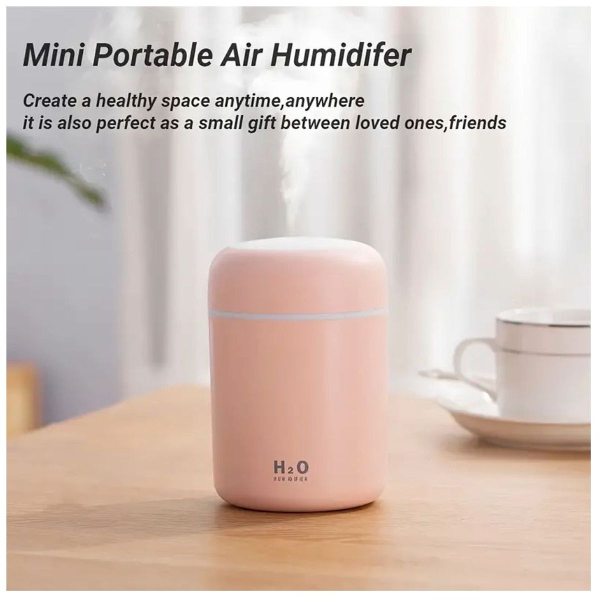 GENERICO - Minihumidificador de Aire Portatil Rosado H2o