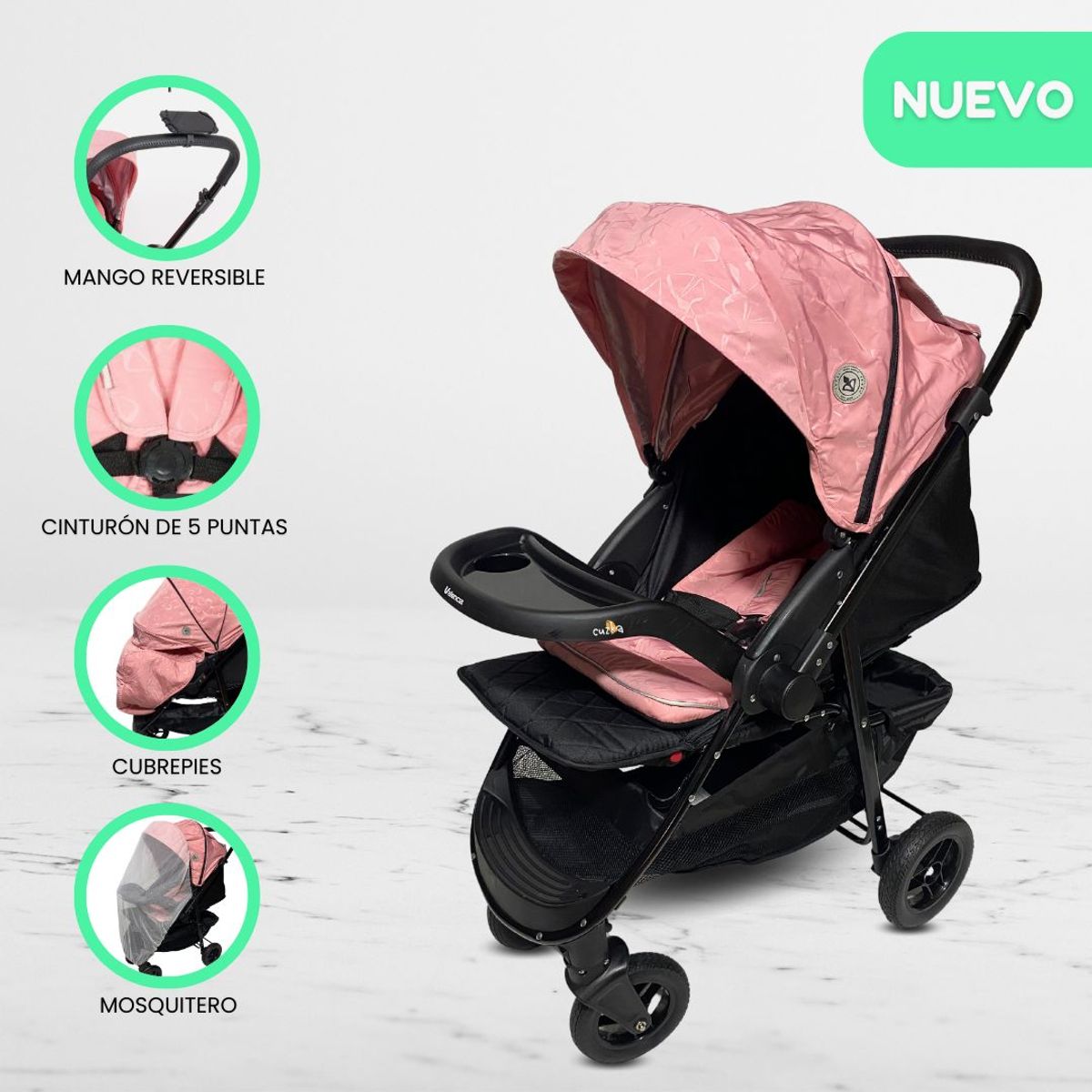 BABY HAPPY - Coche Cuna de Lujo «NEW VALENCIA» Graffiti Pink