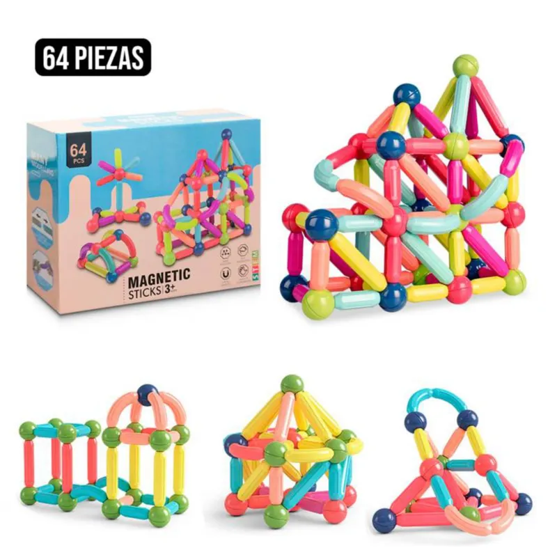 OEM - Juego Magnético Educativo Bloques Construcción 64 Pzs
