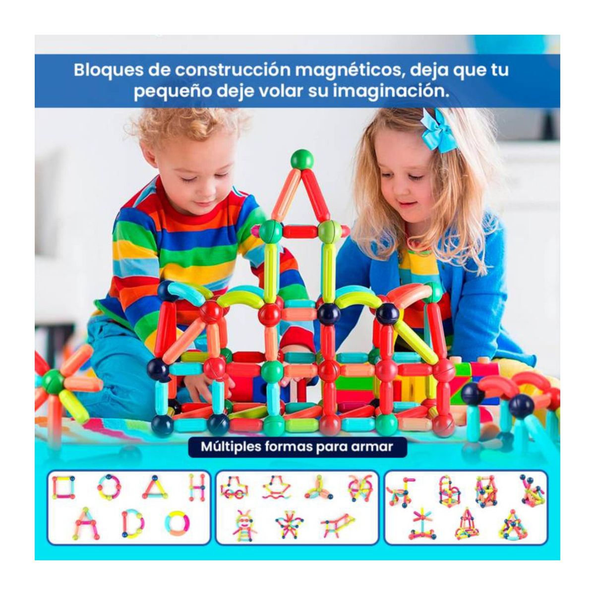 OEM - Juego Magnético Educativo Bloques Construcción 64 Pzs