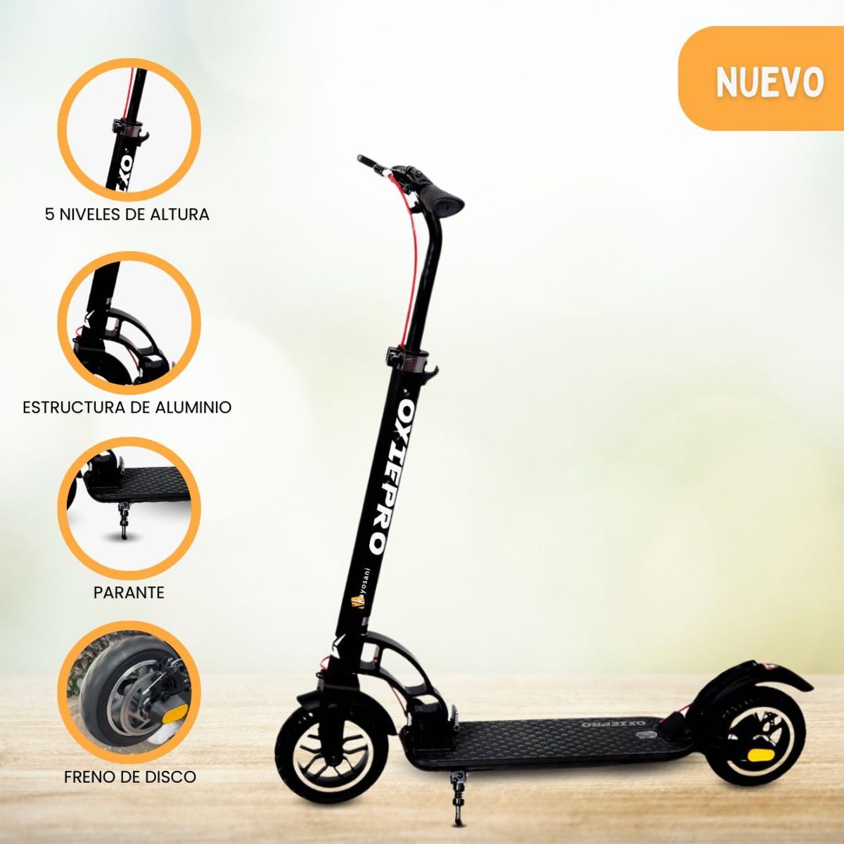 OXIEPRO - Scooter Grande de Aluminio OXIEPRO «URPI» Black