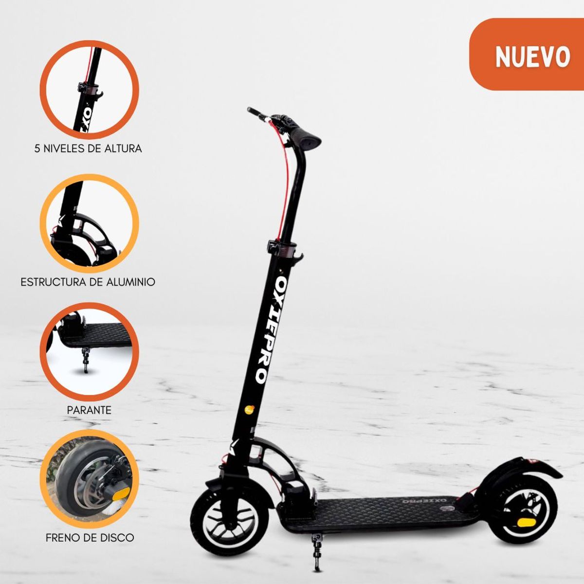 OXIEPRO - Scooter Grande de Aluminio «URPI» Black