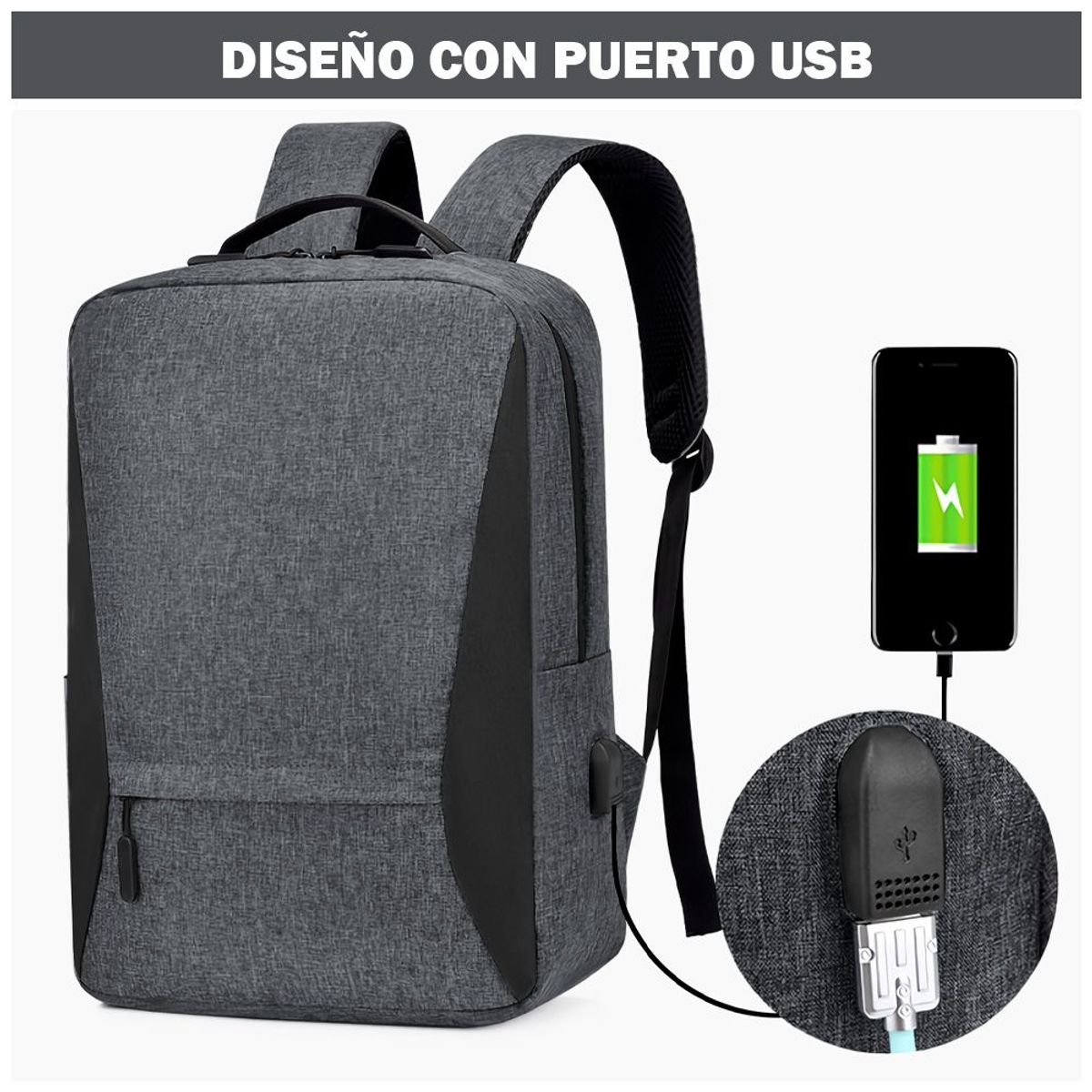 KELLER - Mochila Porta Laptop B51 PL Y Lonchera Térmica Comida B11 AZ