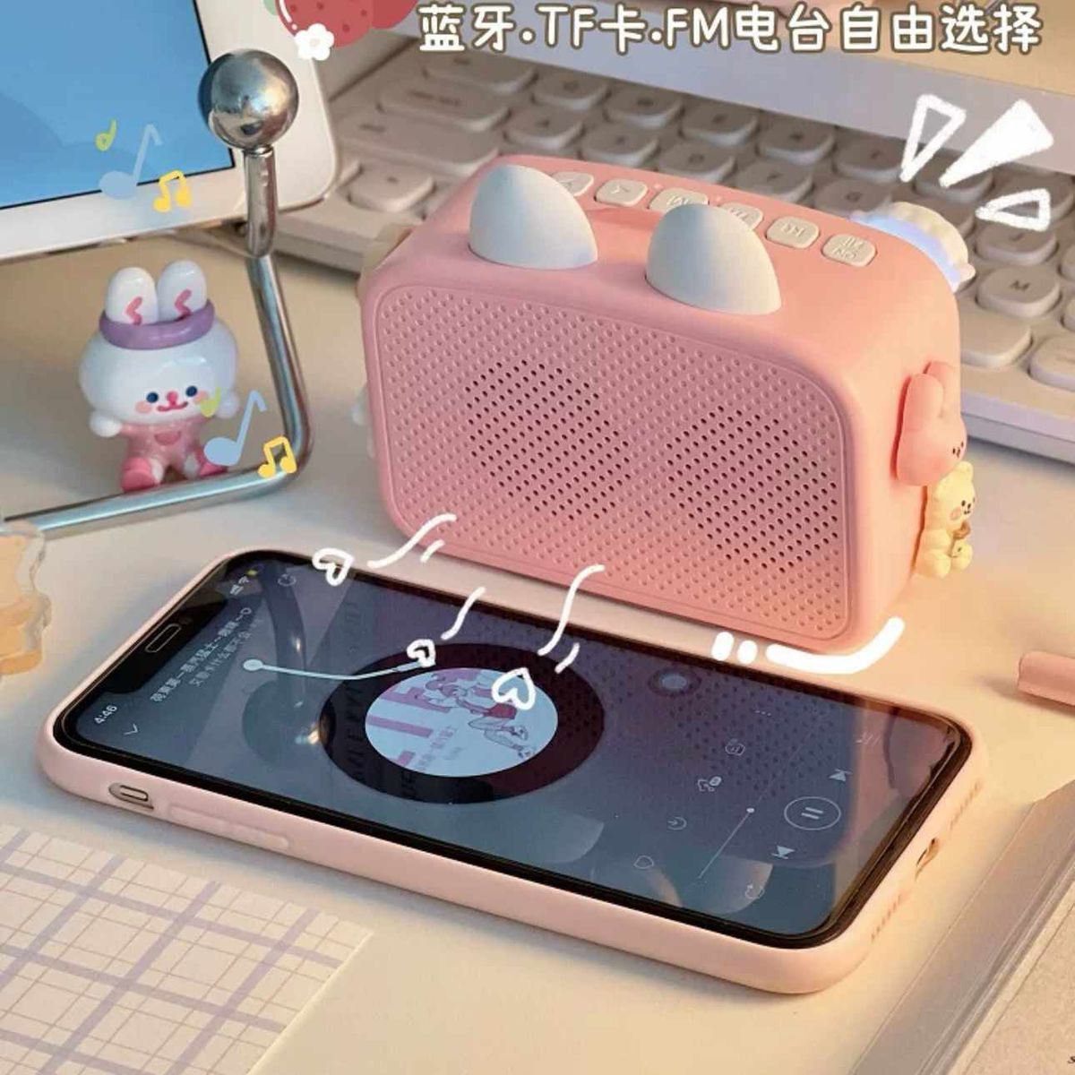 GENERICO - Despertador Alarma Reloj Gatito Kawai Reloj Radio Digital Parlante LED