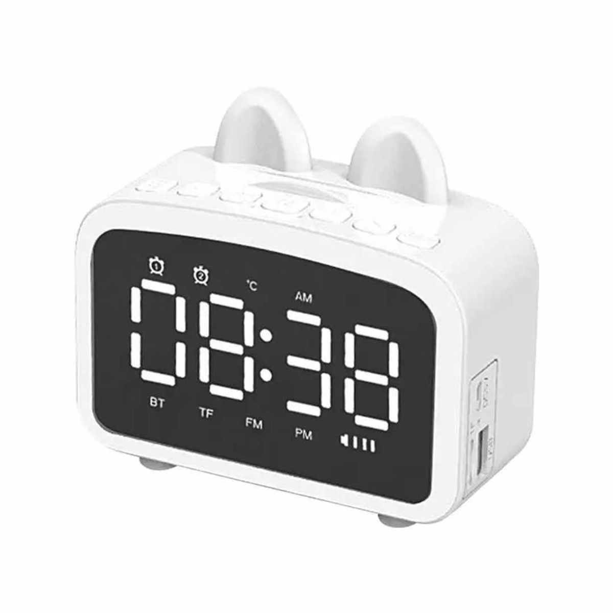 GENERICO - Despertador Alarma Reloj Gatito Kawai Reloj Radio Digital Parlante LED