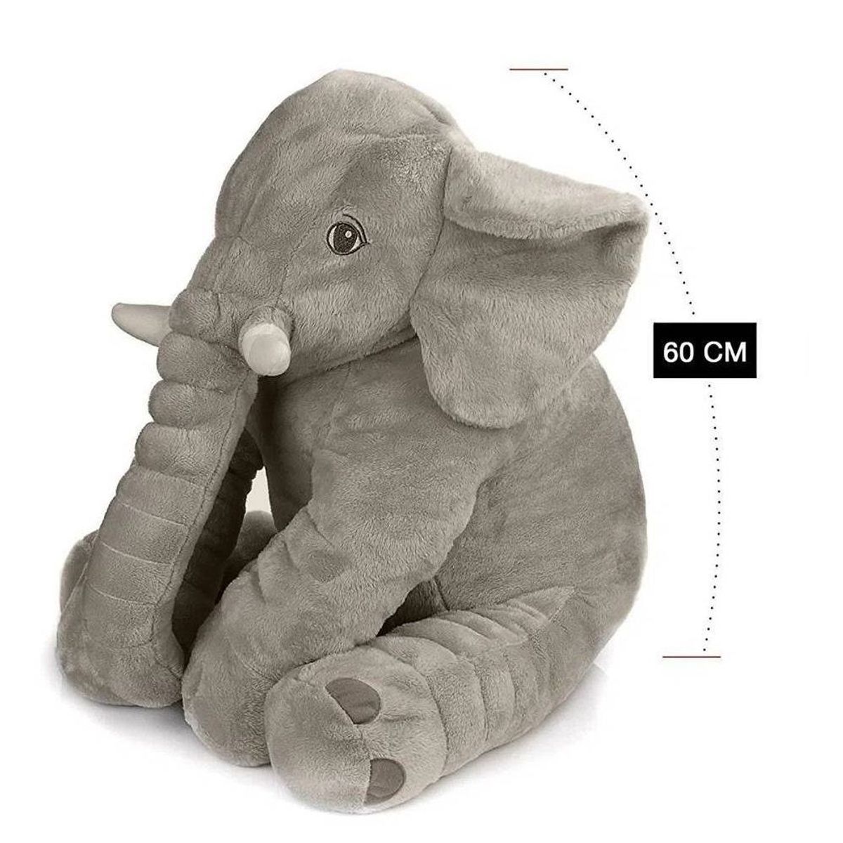 GENERICO - Peluche Almohada Diseño de Elefante 60 CM Color Gris