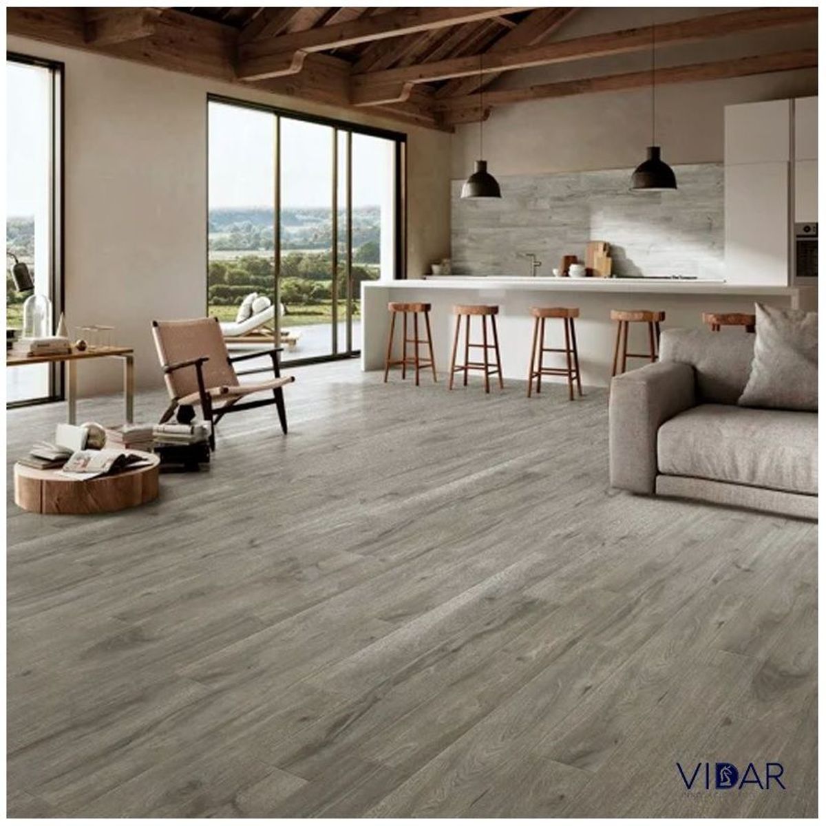 VIDAR - PISO LAMINADO GRAY NATURAL 8 MM - VENTA POR CAJA 1.90 M2